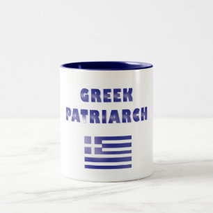 Greek Patriarch Greece Flag Navy Blue White Two-Tone Coffee Mug