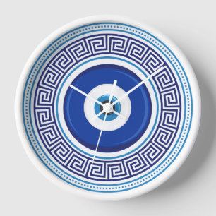 Greek Pattern Evil Eye Nazar Clock
