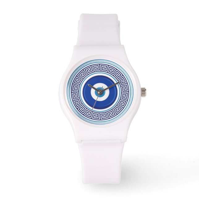 Greek Pattern Evil Eye Nazar Watch (Front)
