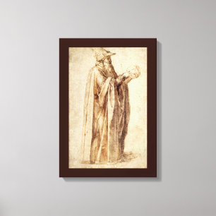 Greek Philosopher with Human Skull by Michelangelo Canvas Print