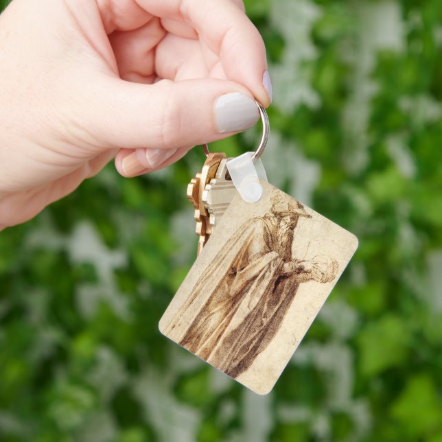 Greek Philosopher with Human Skull by Michelangelo Keychain (Hand)