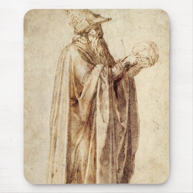 Greek Philosopher with Human Skull by Michelangelo Mouse Pad (Front)