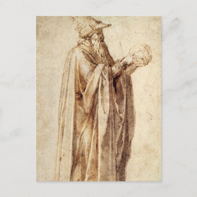 Greek Philosopher with Human Skull by Michelangelo Postcard (Front)