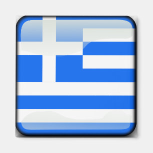 Greek polished flag magnet