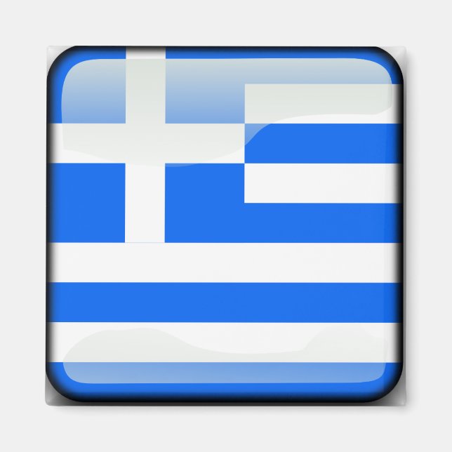 Greek polished flag magnet (Front)