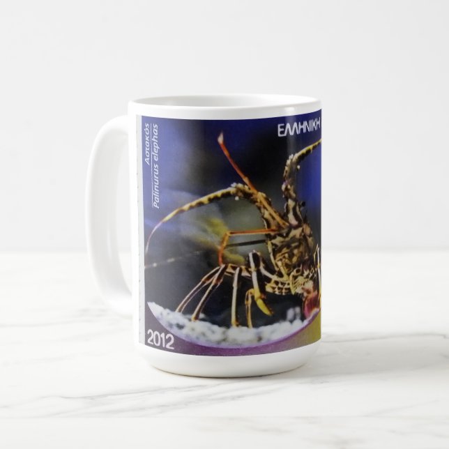 Greek postage stamp  Common spiny lobster  Coffee Mug (Front Left)
