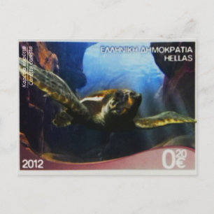 Greek postage stamp Loggerhead Turtle  Postcard