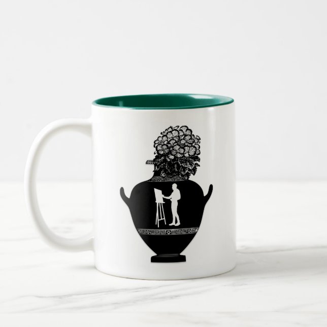 Greek Pottery Painter Planter Two-Tone Coffee Mug (Left)