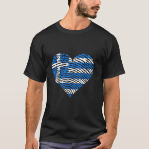 Greek Pride Greek Roots Hellenic Greece Flag Heart T-Shirt