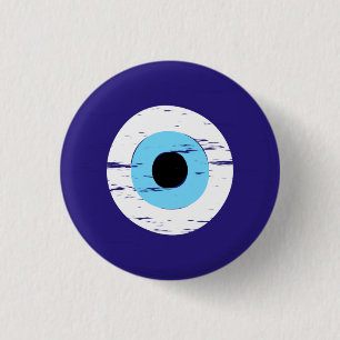 Greek Protection From Evil Eye Device Nazar Amulet 1 Inch Round Button