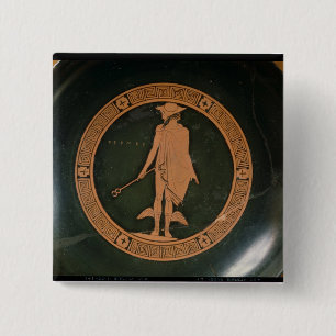 Greek red-figure cup, depicting the god Hermes 2 Inch Square Button
