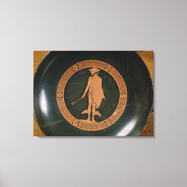 Greek red-figure cup, depicting the god Hermes Canvas Print (Front)