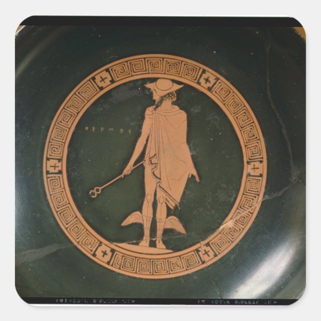 Greek red-figure cup, depicting the god Hermes Square Sticker (Front)
