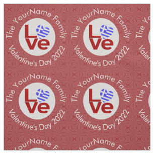 Greek Red LOVE Flag Personalized  Fabric