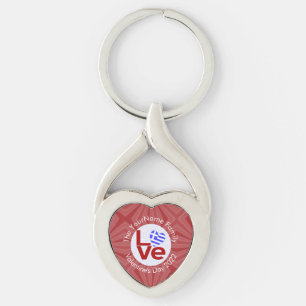 Greek Red LOVE Flag Personalized  Keychain