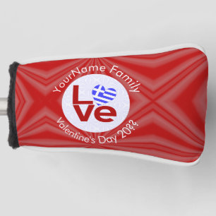 Greek Red LOVE Heart Flag Personalized Golf Head Cover