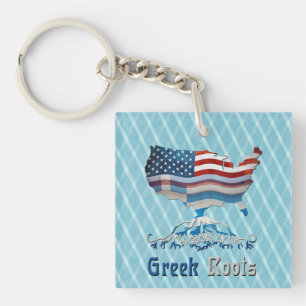 Greek Roots American Map Keyring