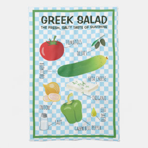 Greek Salad Ingredients - A Taste of Sunshine Kitc Kitchen Towel
