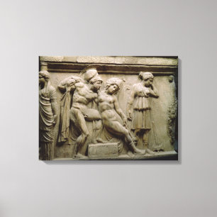 Greek Sarcophagus with a Scene showing the Battle Canvas Print