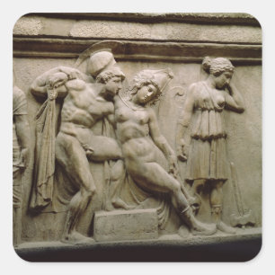 Greek Sarcophagus with a Scene showing the Battle Square Sticker