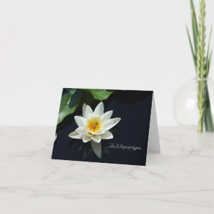 Greek sympathy card with white waterlily