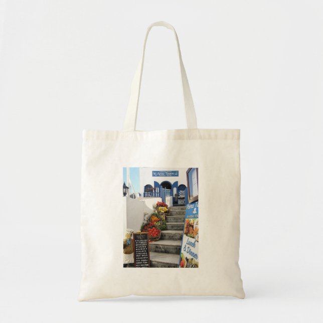 greek tavern on Santorini, Greece Tote Bag (Front)