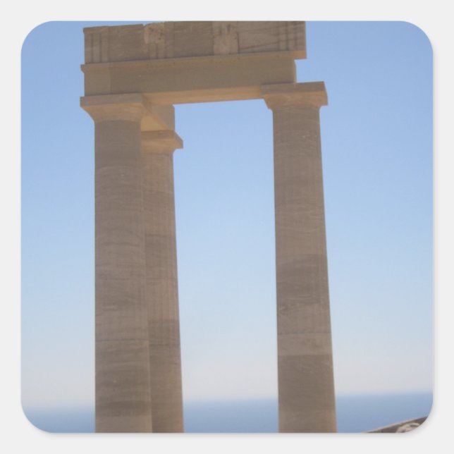 Greek Temple Square Sticker (Front)