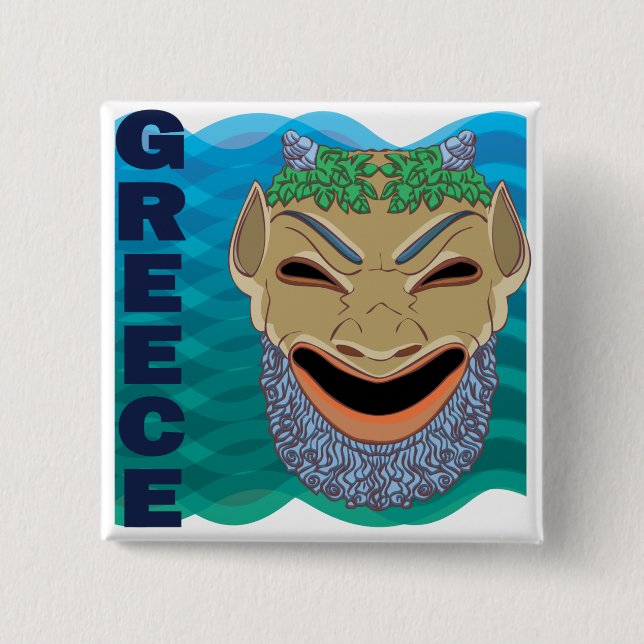 Greek theatre MASK 2 Inch Square Button (Front)