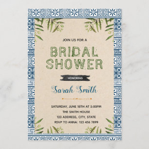 Greek theme bridal shower party invitation