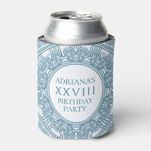 Greek toga party theme with blue pattern can cooler