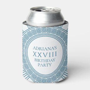 Greek toga party theme with blue pattern can cooler