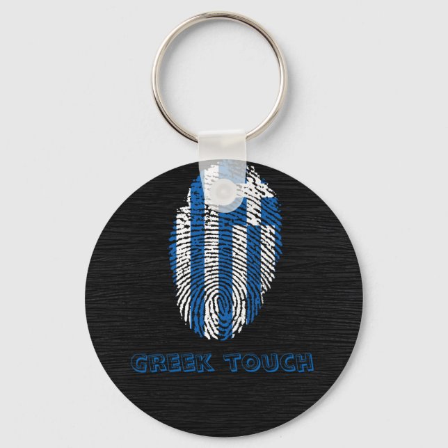 Greek touch fingerprint flag keychain (Front)