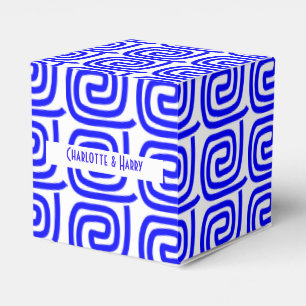 Greek Traditional Blue White Meander Personalized Favor Box
