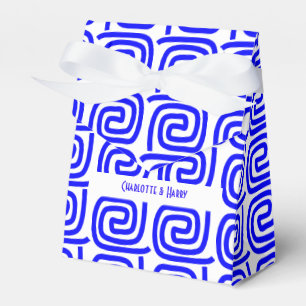 Greek Traditional Blue White Meander Personalized Favor Box