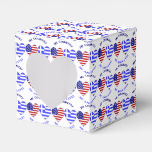 Greek USA Flags Hearts Country Ancestry Tiled Favor Box