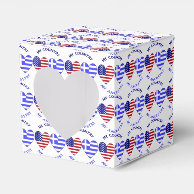 Greek USA Heart Flag My Country My Ancestry Favor Box (Front Side)