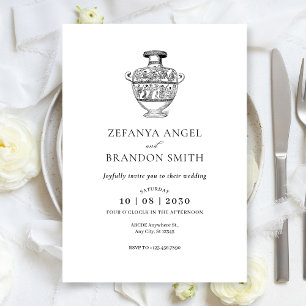 Greek vase vintage art invitation