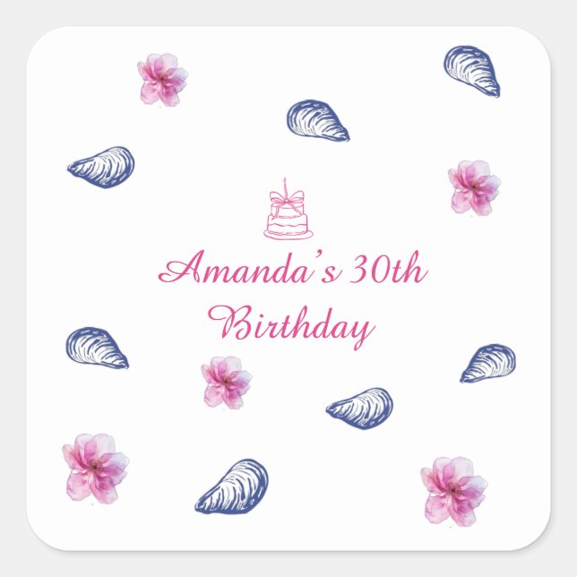 Greek Vibes Birthday Square Sticker (Front)