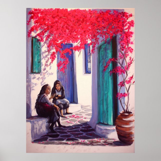 'Greek Village Gossips' (large) Poster (Front)