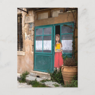 Greek Village Street Art Postcard