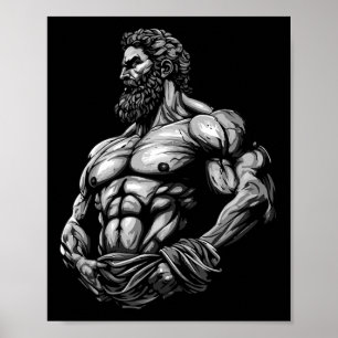Greek Warrior Bodybuilding Gym Muscles Fitness Poster