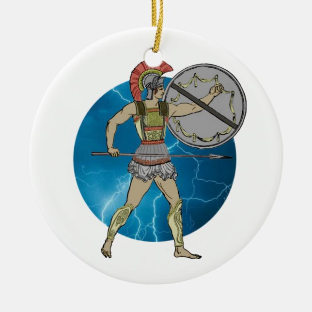 Greek Warrior Ceramic Ornament (Front)