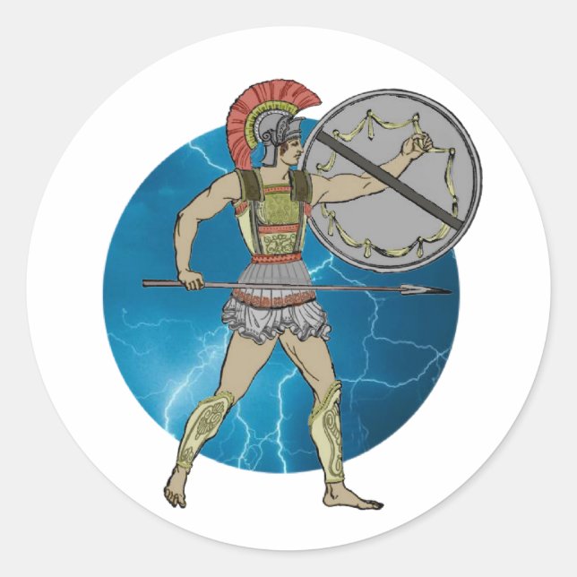 Greek Warrior Classic Round Sticker (Front)