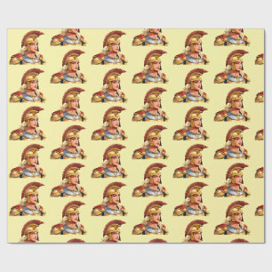 Greek warrior woman profile in classical wrapping paper