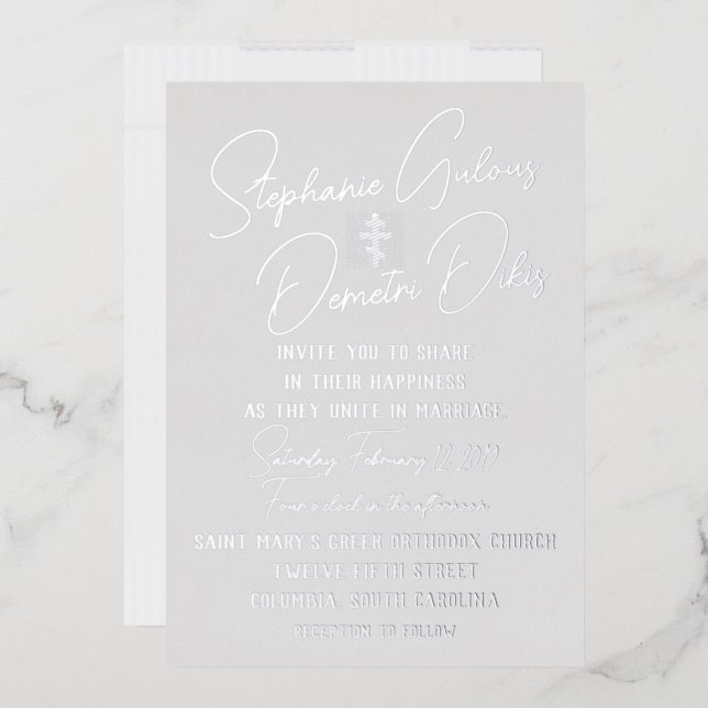 Greek Wedding Flat Foil Wedding Invitation (Envelope)