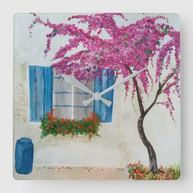 Greek window  square wall clock (Front)