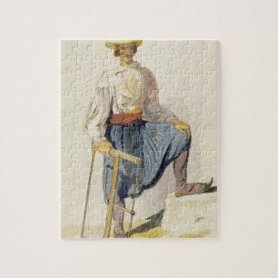 Greek Woodcutter, 13 June 1856 (pen, ink and w/c o Jigsaw Puzzle