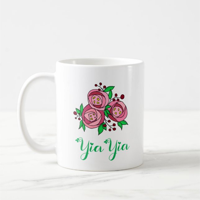 Greek YiaYia Mug with Roses (Left)