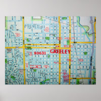 Greeley, CO Poster de la carte Vintage