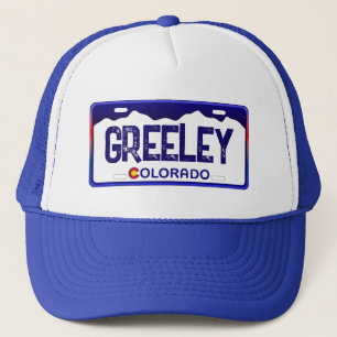 Greeley Colorado blue license plate hat